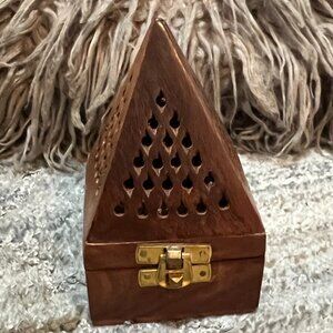 Pyramid shape wooden incense holder - New
